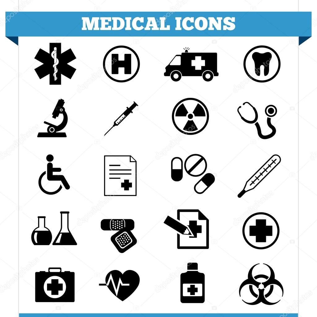 Acessórios de medicina conjunto de ícones vetoriais plana. Serviços de  saúde imagem vetorial de Alexcardo© 310884204