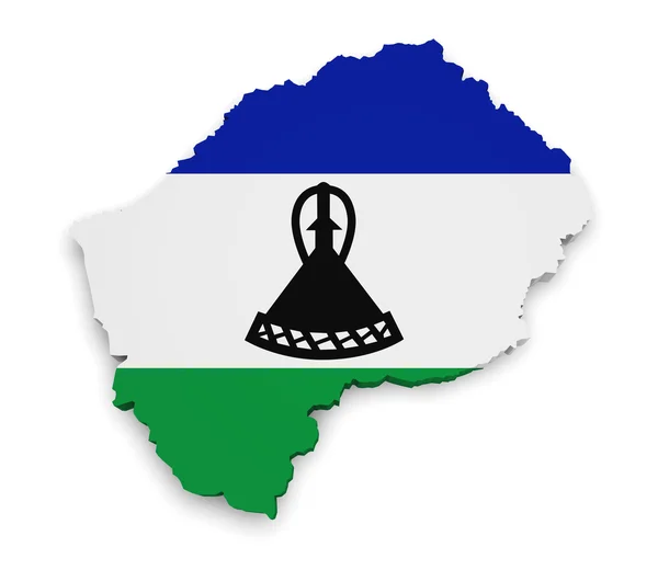 Lesoto Haritası bayrak 3d şekil — Stok fotoğraf