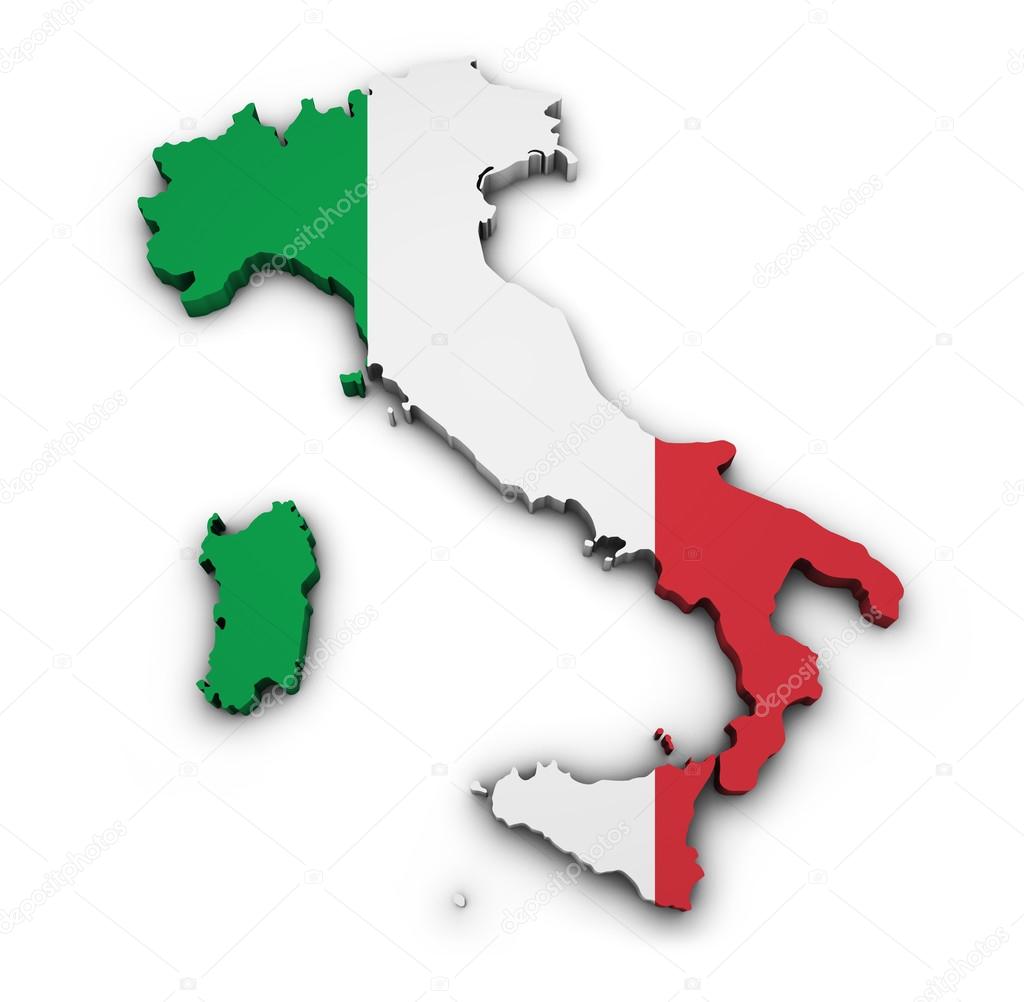 Italy Map Flag Shape