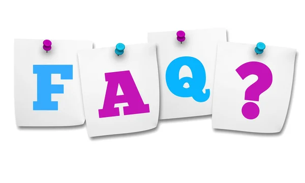 Faq And Question Mark On Post It — Φωτογραφία Αρχείου