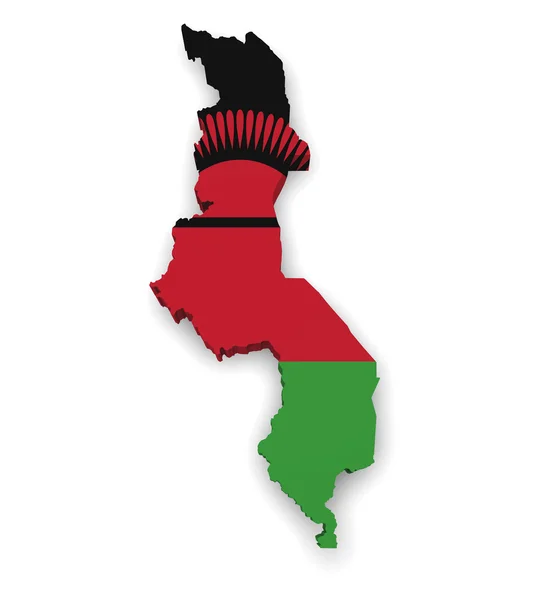 Malawi Map Flag Shape — Stock Photo, Image