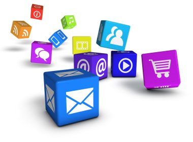 Web sitesi sosyal medya ve internet küpler