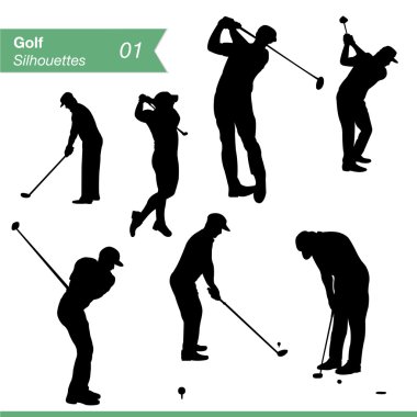 set Golf siluetleri vektör