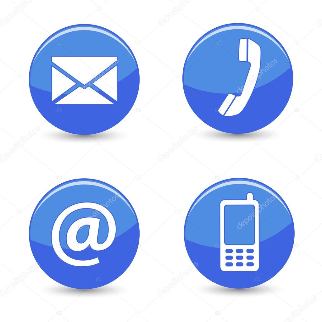 Contact Us Web Blue Buttons Icons