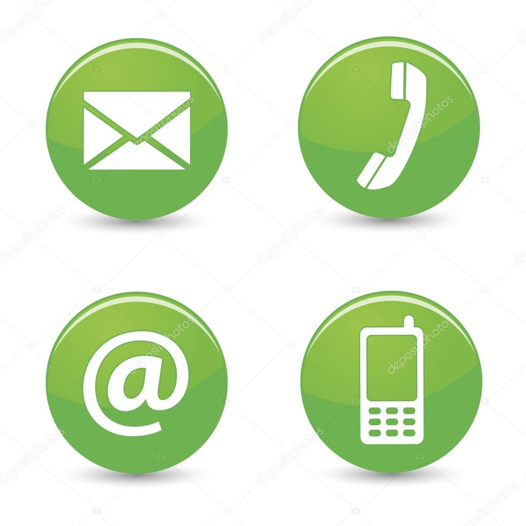 Contact Us Web Green Buttons Icons