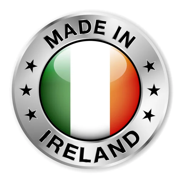 Made in Ireland Badge Argento — Vettoriale Stock