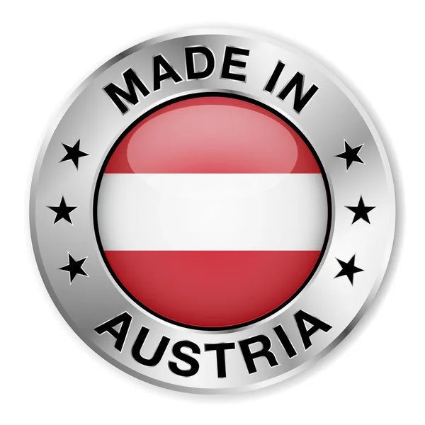 Made In Áustria distintivo de prata — Vetor de Stock
