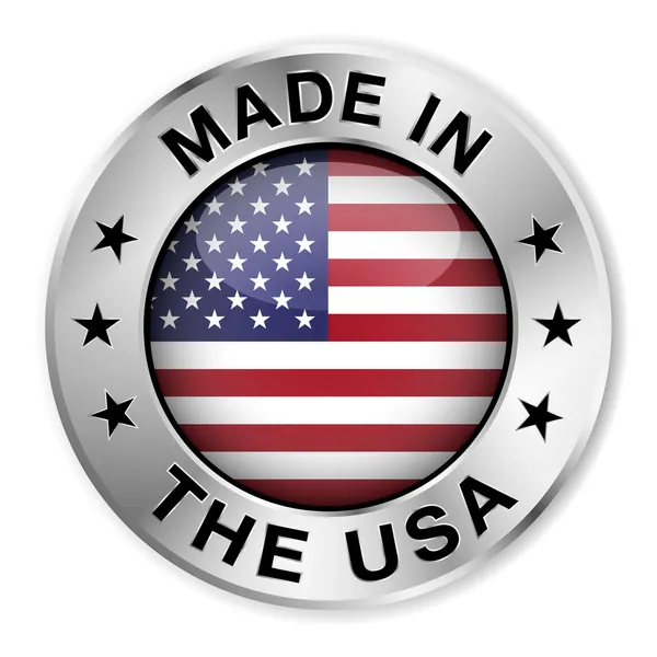 Made In The USA Silver Badge — Stock Vector