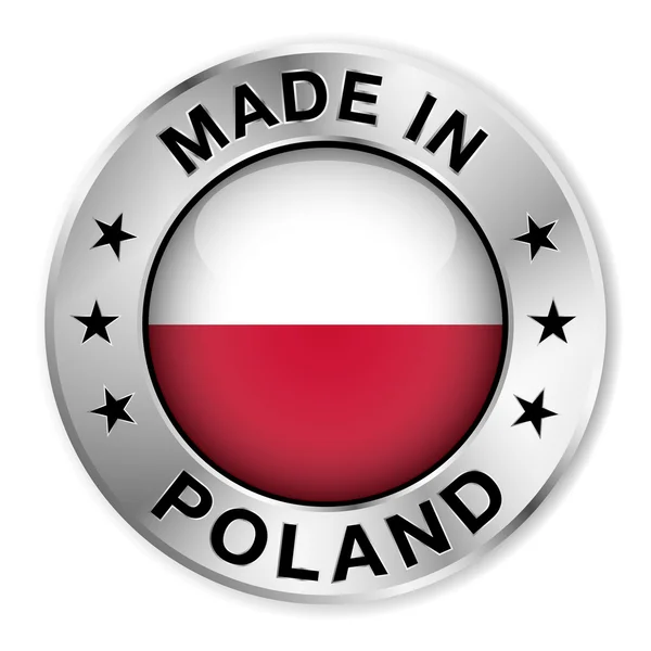 Made In Poland Silver Badge — Stock Vector