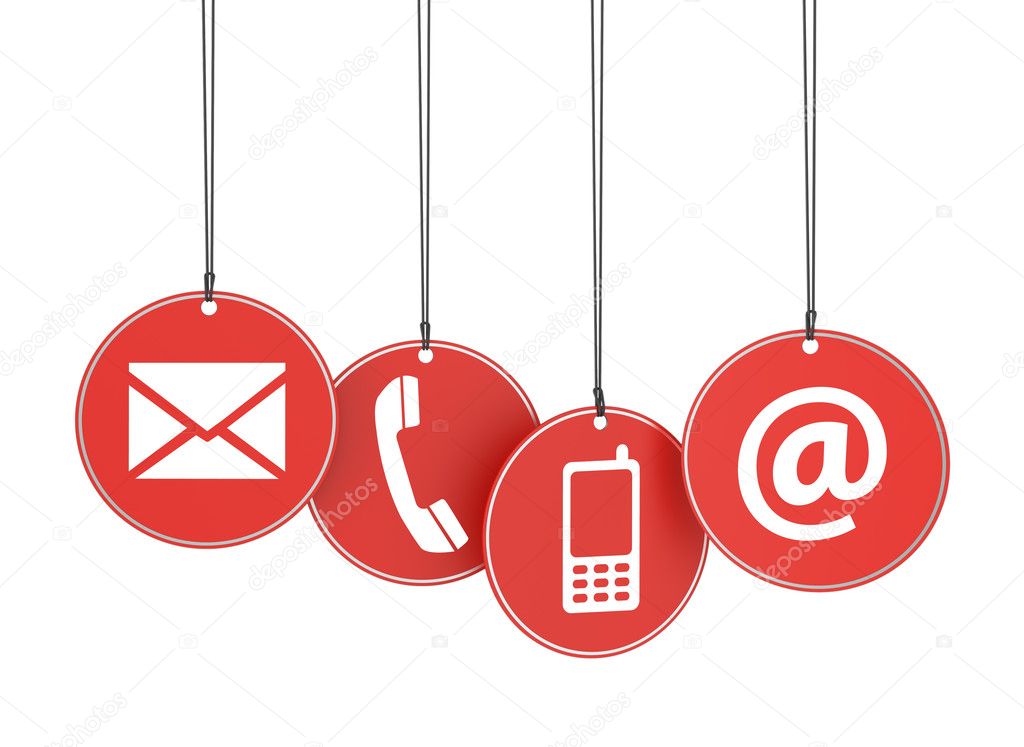 Web Contact Us Icons On Red Tags