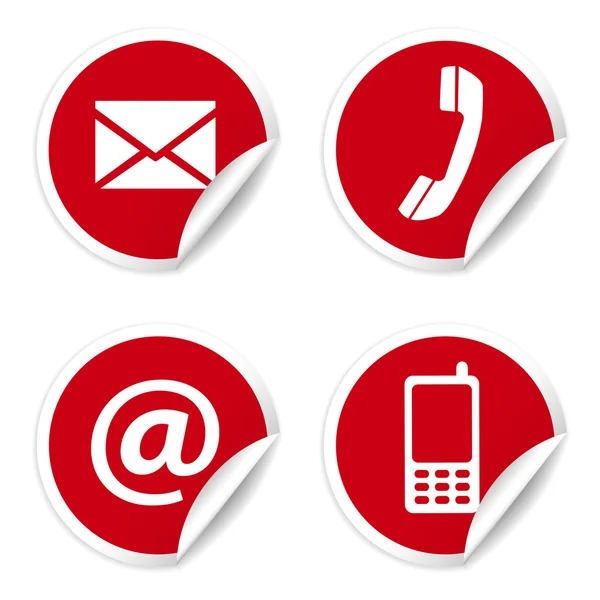 Contact Us Icons On Red Stickers — Stock Vector