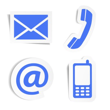 Web sitesi iletişim simgelerin etiketleri