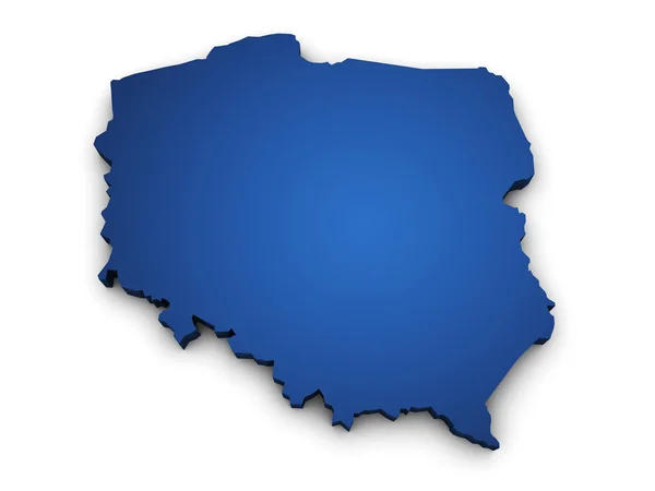 Mapa 3d kształt Polska — Zdjęcie stockowe