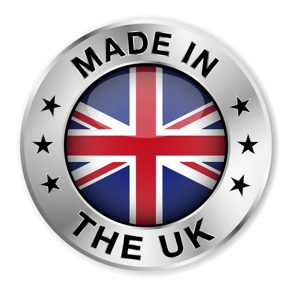 Feito no emblema de prata do Reino Unido —  Vetores de Stock