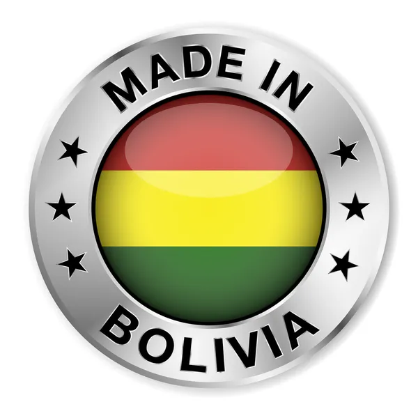 Gemaakt in bolivia zilveren badge — Stockvector