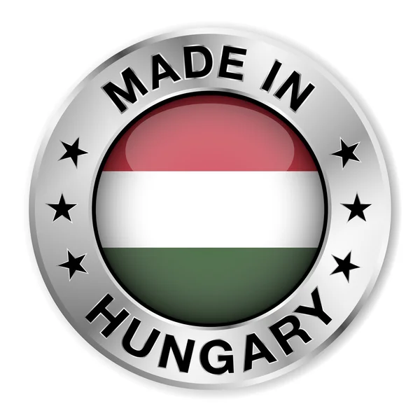 Made In Hungary Silver Badge — Stock Vector