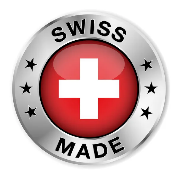 Badge en argent fabriqué en Suisse — Image vectorielle