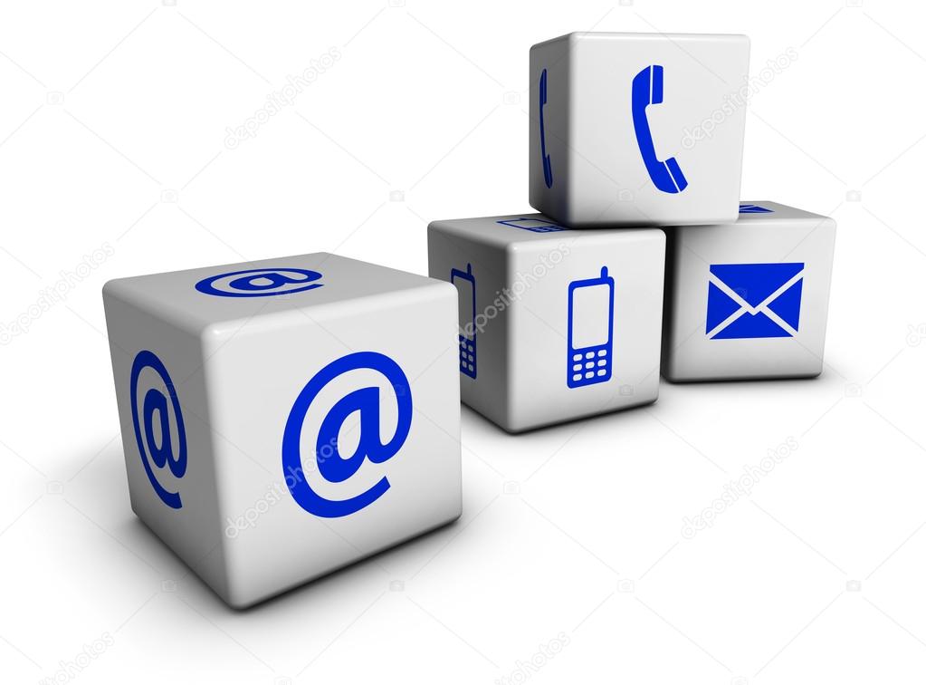 Web Contact Us Blue Icons Cubes