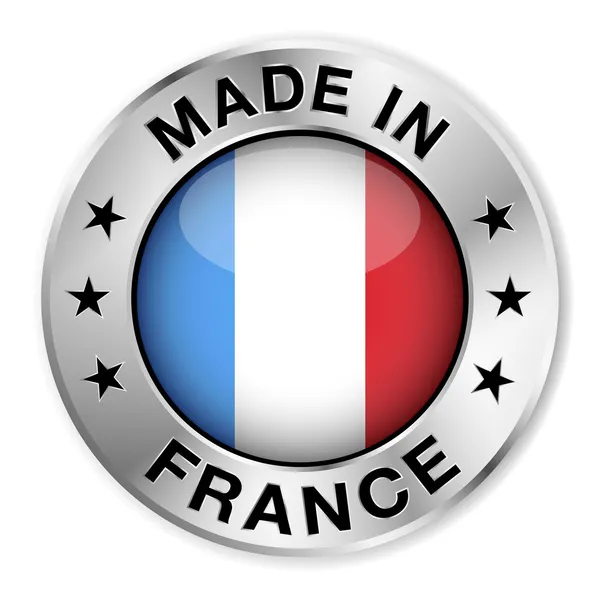 Gemaakt in Frankrijk zilveren badge — Stockvector