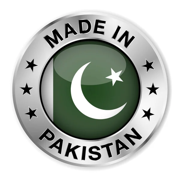 Gefertigt in pakistan silbernes abzeichen — Stockvektor