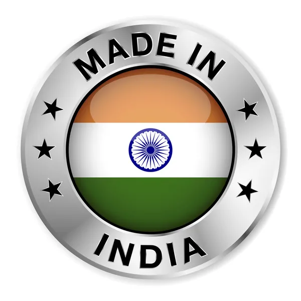 Made In India Silver Badge — Stock Vector