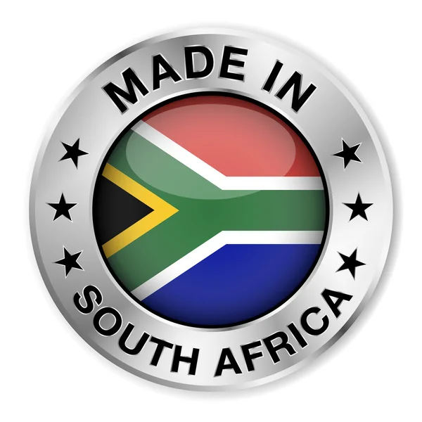 Made In South Africa Silver Badge — Stock Vector