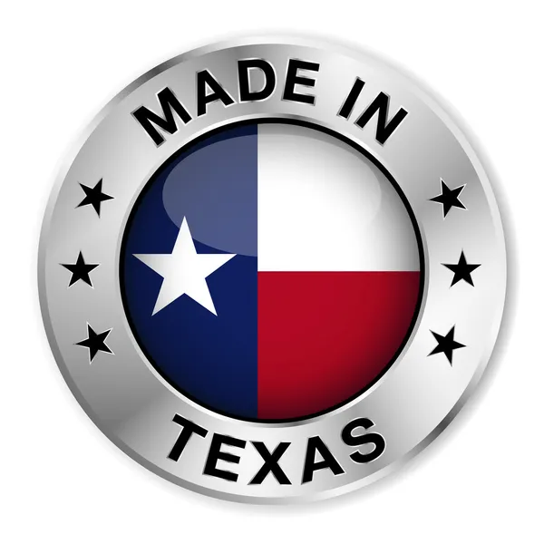 Badge en argent fabriqué au Texas — Image vectorielle