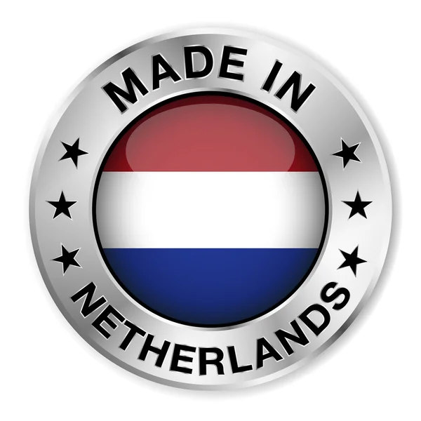 Made In Netherlands Silver Badge — Stock Vector