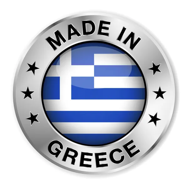 Badge Argent Fabriqué en Grèce — Image vectorielle