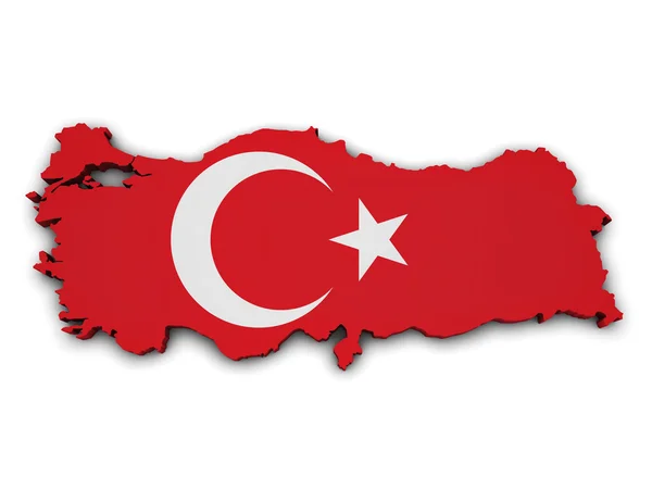 Turkiet flagga karta form — Stockfoto