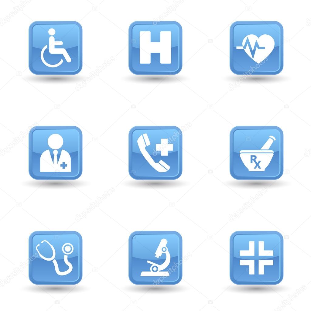 Medical Glossy Icons Set