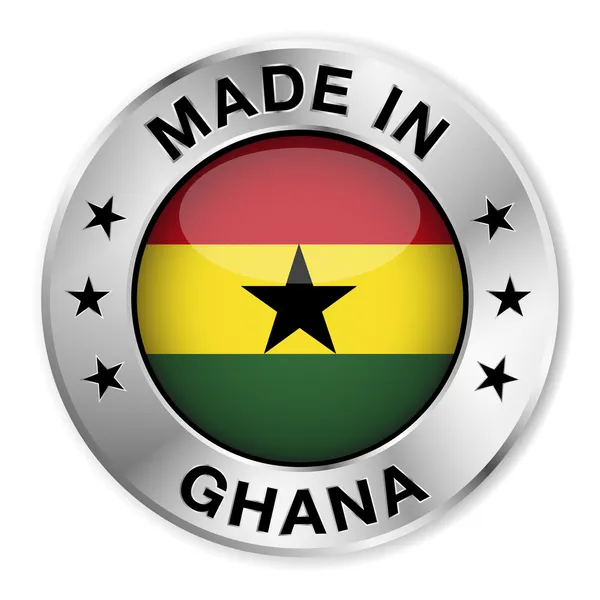 Gemaakt in ghana zilveren badge — Stockvector