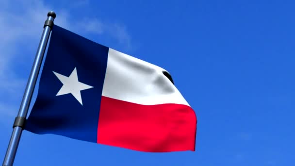 Texas state flagga vajande på blue sky hd — Stockvideo