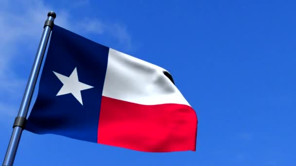 Texas Stato Bandiera sventolando sul cielo blu HD — Video Stock