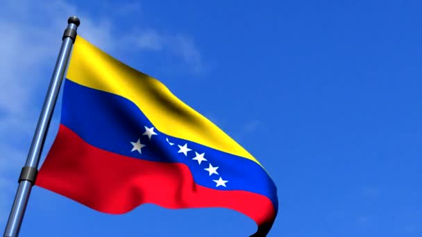 Venezuela Flag Waving On Blue Sky HD — Stock Video