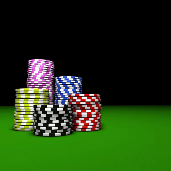 Kasyno, Poker żetony stosy — Zdjęcie stockowe