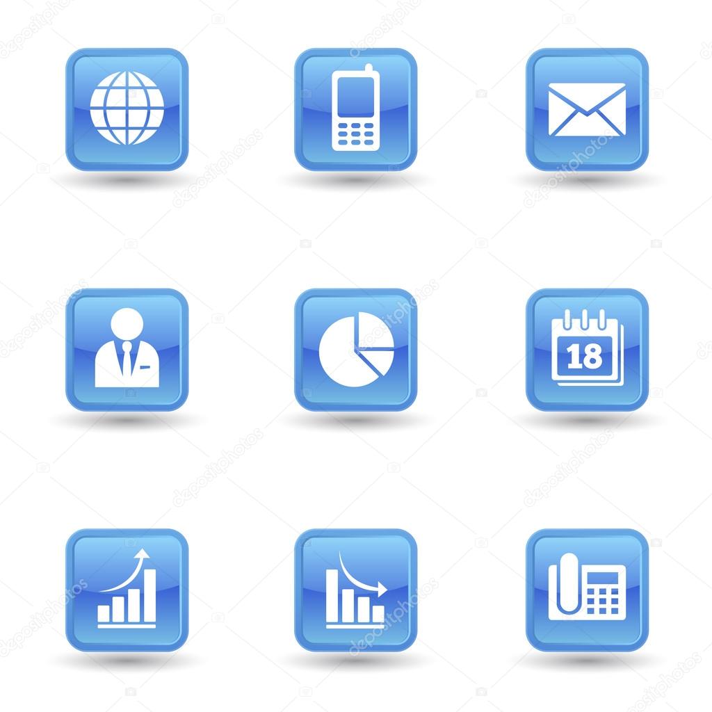 Business Glossy Icons Set