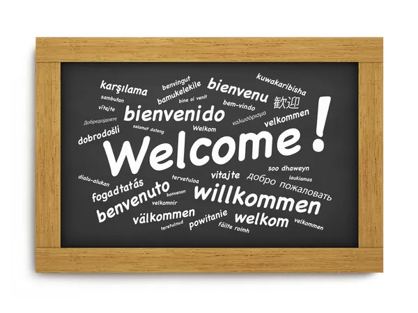 Welcome International Chalkboard — Stock Photo, Image