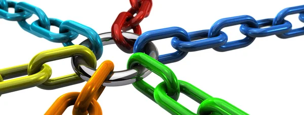 Business Teamwork Cooperation Join Concept Close View Linked Joined Chains — Stock fotografie