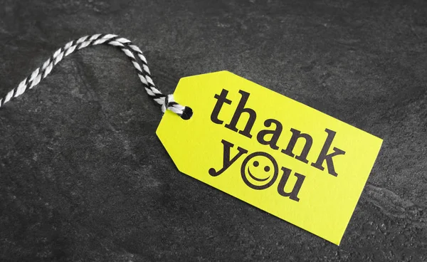 Thank You Sign Text Message Yellow Paper Label Price Tag — 스톡 사진