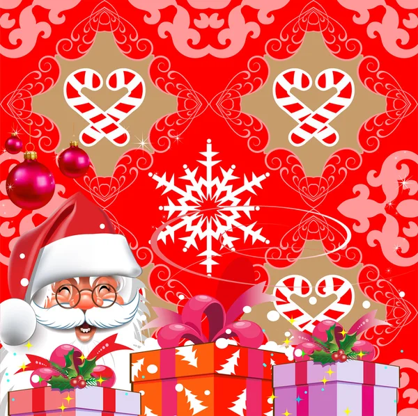 Christmas. Santa Claus with gifts. — Stock Vector