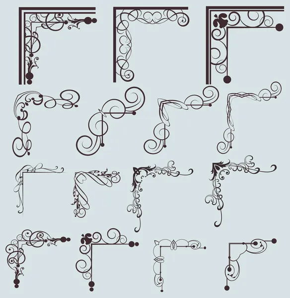 Elementos decorativos. Ángulos. Conjunto de vectores . — Archivo Imágenes Vectoriales