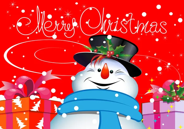 Christmas background. Snowman. — Stock Vector