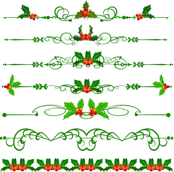 Holly. Conjunto de vectores. Navidad — Vector de stock