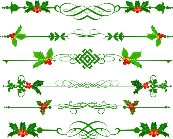 Holly. Conjunto de vectores. Navidad — Vector de stock