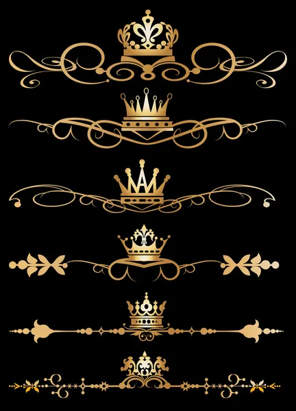 Vector set. Victoriaanse rollen en kroon. decoratieve elementen. — Stockvector