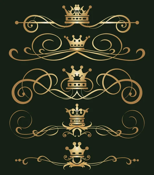 Векторный набор. Викторианские свитки и корона . — стоковый вектор