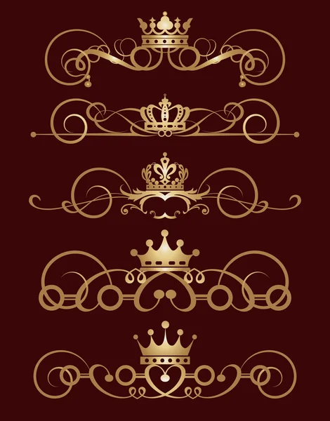 Vector set. Victorian Scrolls and crown. Decorative elements. — Stock Vector