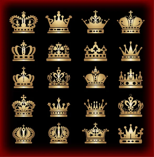 Crown. Gold set. Collection icons. Vector. — Stock Vector