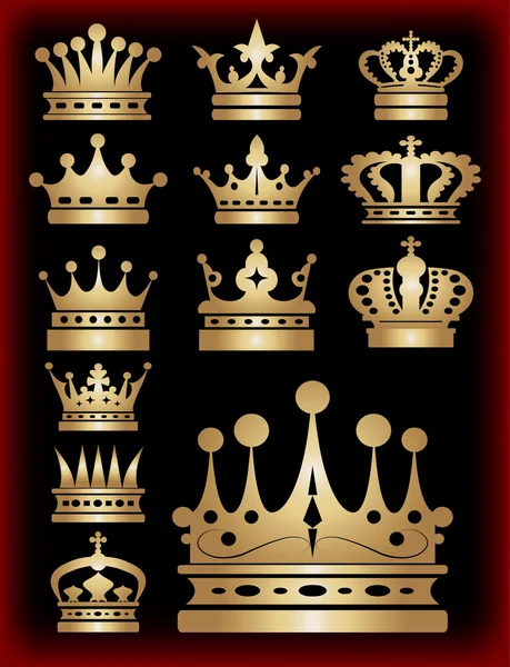 Crown. Gold set. Collection icons. Vector. — Stock Vector